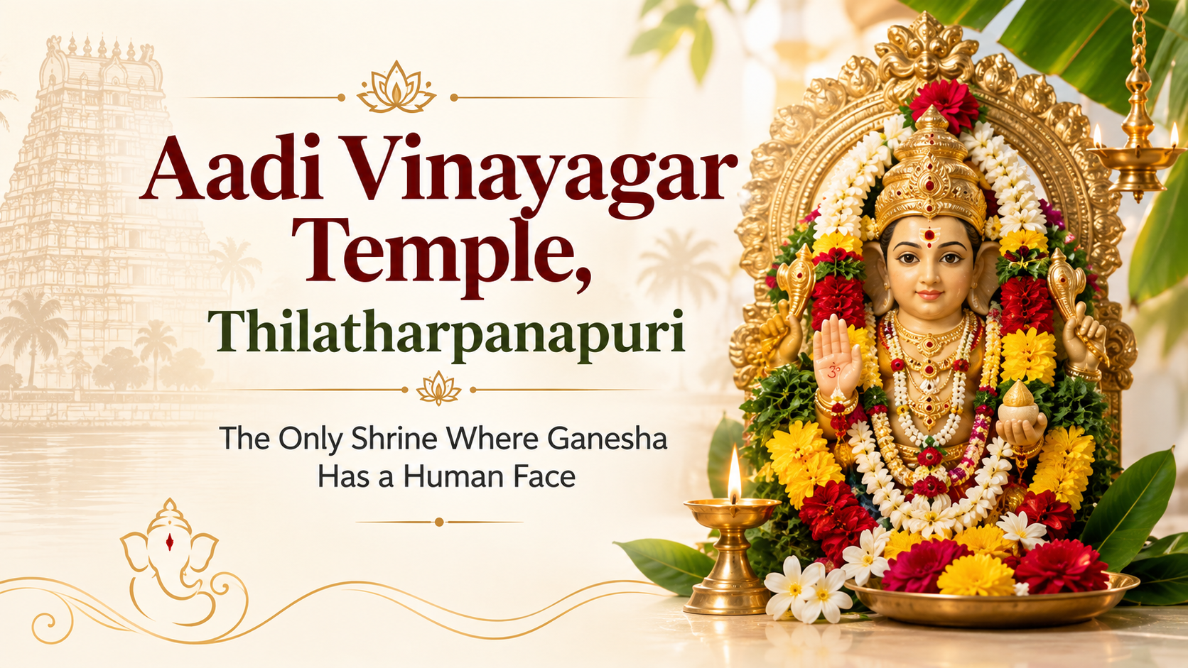 Aadi Vinayagar Temple, Thilatharpanapuri The Only Shrine Where Ganesha Has a Human Face
