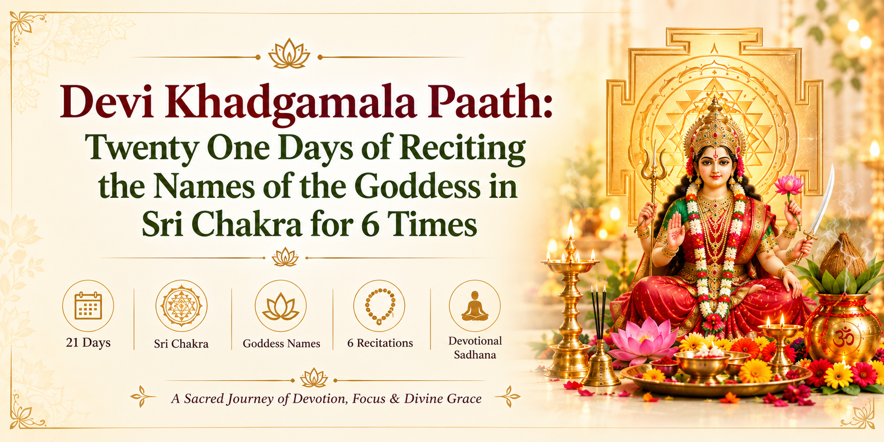 Devi Khadgamala Paath Twenty One Days of Reciting the Names of the Goddess in Sri Chakra for 6 times